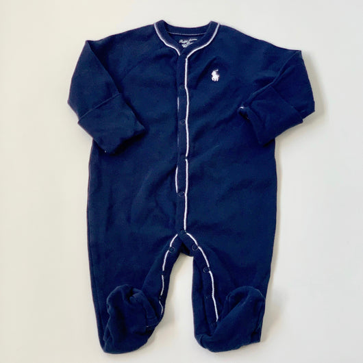 Ralph Lauren Navy All-In-One With White Polo Logo: 3 Months