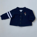 Ralph Lauren Navy Cotton Varsity Cardigan: 3 Months