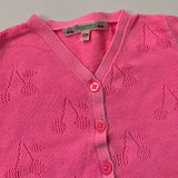 Bonpoint Faded Neon Pink Cherry Cotton Cardigan: 12 Months