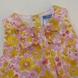 Jacadi Yellow Liberty Print Romper With Bow: 12 Months