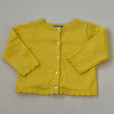 Jacadi Yellow Cotton Cardigan With Scallop Trim: 12 Months