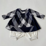 Burberry Navy And White Check Outfit: 3 Months