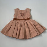 Caramel Apricot Jacquard Dress With Velvet Bow: 3 Years