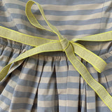 Caramel Blue Stripe Dress With Yellow Grograin Bow: 3 Years