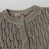 Bonpoint Taupe Metallic Crochet Cardigan: 2-3 Years