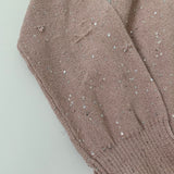 Bonpoint Dusty Pink Metallic Cardigan With Sequins: 4 Years
