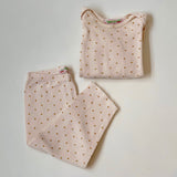 Bonpoint Cream And Gold Polka Dot Cotton Top And Leggings Set: 6 Months