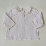 Bonpoint White Polka Dot Blouse With Collar: 6 Months