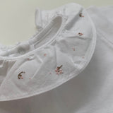 Bonpoint Long Sleeve Bodysuit With Floral Collar: 18 Months