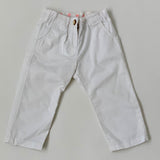 Bonpoint White Cotton Trousers With Neon Trim: 18 Months