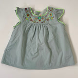 Bonpoint Teal Sleeveless Blouse With Neon Embroidery: 18 Months