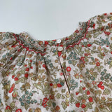 Bonpoint Strawberry Print Cotton Blouse With Smocking: 18 Months