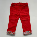 Jacadi Red Denim Jeans With Liberty Print Trim: 2 Years