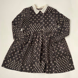 Bonpoint Black And White Silk Paisley Dress With Lace Collar: 8 Years