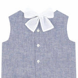 Il Gufo Blue And White Linen Dress With Bow: 4 years, 12 years