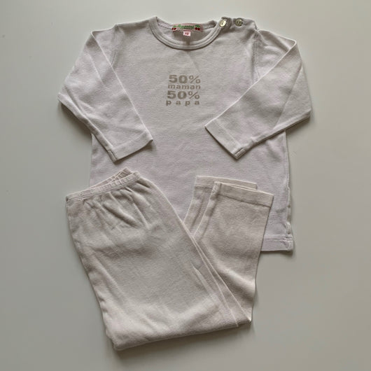 Bonpoint White Cotton Top And Leggings Set: 12 Months