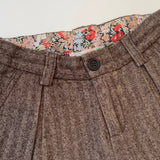 Bonpoint Brown Tweed Shorts With Liberty Print Trim: 4 Years