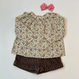 Bonpoint Brown Tweed Shorts With Liberty Print Trim: 4 Years