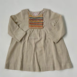 Bonpoint Taupe Wool Mix Dress With Contrast Smocking: 2 Years
