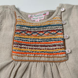 Bonpoint Taupe Wool Mix Dress With Contrast Smocking: 2 Years