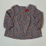 Cyrillus Blue Liberty Print Blouse With Bow: 12 Months
