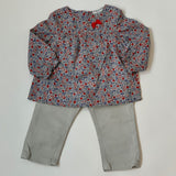 Cyrillus Blue Liberty Print Blouse With Bow: 12 Months