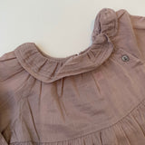 Bonpoint Taupe Cotton Blouse With Frill Collar: 18 Months