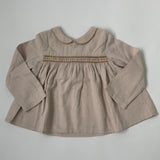 Bonpoint Oatmeal Blouse With Ochre Smocking: 2 Years