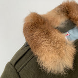 Bonpoint Khaki Wool Jacket With Fur Collar: 4 Years