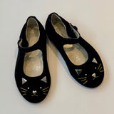 Bonpoint Black Velvet Cat Shoes: Size EU 21