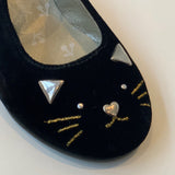 Bonpoint Black Velvet Cat Shoes: Size EU 21