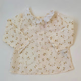 Bonpoint Cream Cotton Blouse With Gold Cherry Print : 18 Months