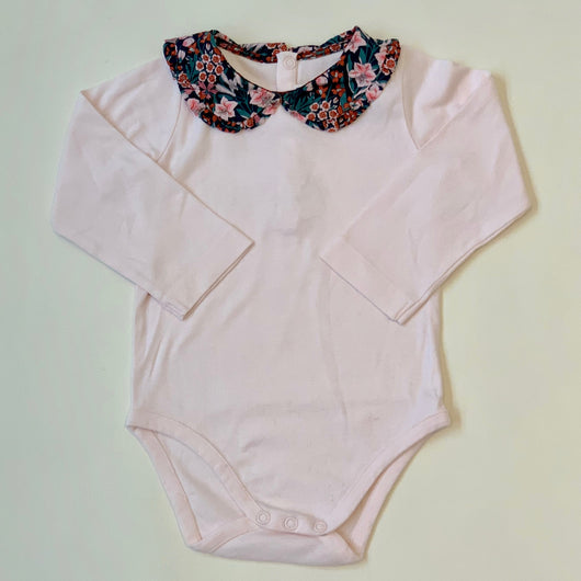 Jacadi Pink Bodysuit With Liberty Print Collar: 18 Months