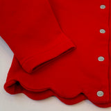 Jacadi Red Thick Cotton Cardigan With Scallop Hem: 24 Months
