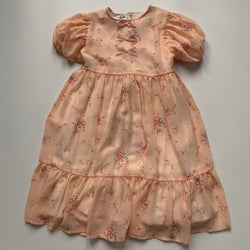 Luxelim Peach Floral Dress With Velvet Trim: 10 Years