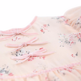 Luxelim Peach Floral Dress With Velvet Trim: 10 Years