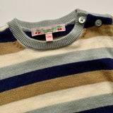 Bonpoint Blue Ochre And Cream Stripe Wool Jumper: 12 Months