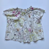 Bonpoint Lime Floral Print Sleeveless Blouse: 3 Years
