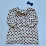 Bonpoint Cream Floral Print Brushed Cotton Dress With Frill Collar: 3 Years