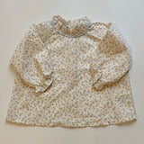 Caramel Orange And White Floral Print Blouse: 12 Months