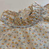Caramel Orange And White Floral Print Blouse: 12 Months