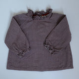 Caramel Check Cotton Blouse With Frill Collar: 18 Months