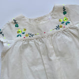 Bonpoint Cream Short Sleeve Blouse With Neon Embroidery: 12 Months (Brand New)