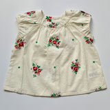 Bonpoint Cream Short Sleeve Blouse With Floral Print & Polka Dots:12 Months (Brand New)