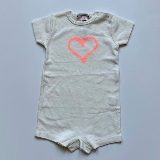Bonpoint Cream Short All-In-One With Heart Motif: 3 Months