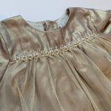 Bonpoint Gold Tulle Dress With Daisy Trim: 2 Years