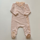 Chloé Pink Velour All-In-One With Frill Trim: 6 Months