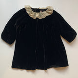 Bonpoint Black Velvet Dress With Lace Collar: 2 Years