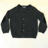 Bonpoint Dark Grey Wool Cardigan With Contrast Elbow Patches: 6 Years