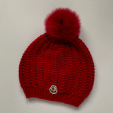 Moncler Raspberry Wool Mix Hat With Fur Pom Pom: Size Large
